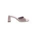 by FAR Sandals: Slide Chunky Heel Casual Purple Solid Shoes - Women's Size 39 - Open Toe