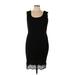 Cocktail Dress - Sheath Scoop Neck Sleeveless: Black Solid Dresses - Women's Size X-Large