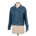 Denim Jacket: Short Blue Print Jackets & Outerwear - Women's Size Small