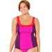 Plus Size Women's Chlorine-Resistant Square Neck Color Block Tankini Top by Swimsuits For All in Warm Colorblock (Size 34)