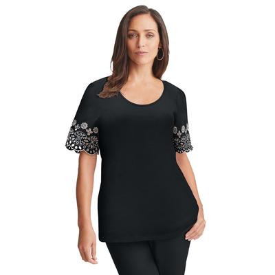 Plus Size Women's Eyelet Scoop-Neck Tee by Jessica...