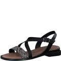 Tamaris Damen Sandalen Leder Blockabsatz Sommer; BLACK COMB/schwarz; 40 EU