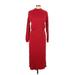 Zara W&B Collection Casual Dress - Midi Mock 3/4 sleeves: Burgundy Solid Dresses - Women's Size Large