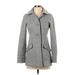 Wool Coat: Below Hip Gray Print Jackets & Outerwear - Women's Size Small