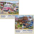 Bits and Pieces - Value Set of (2) 500 Piece Jigsaw Puzzles for Adults - Each Puzzle Measures 18" x 24" - 500 pc The Ice Cream Van, Moving Day Jigsaws by Artist Trevor Mitchell