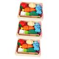 UPKOCH 3 Sets Play House Toy Wooden Food Playset Kids Kitchen Playset Cutting Food Toys Rayan Toys for Kids Developmental Toys Educational Toys for Kids Dessert Pretend Child