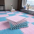 40 Pieces Plush Puzzle Interlocking Jigsaw Playmat For Living Room,Floor Tiles,Foam Carpet Tiles,Easy Clean,12x12 Inch(Size:0.23 inch,Color:Pink+Blue)