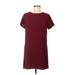 Lulus Casual Dress - Mini Crew Neck Short sleeves: Burgundy Print Dresses - Women's Size Medium