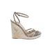 Salvatore Ferragamo Wedges: Tan Print Shoes - Women's Size 6 - Open Toe