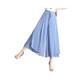 Summer Culottes Womens, Cropped Trousers Wide Leg Pants Loose Fit Trousers Ladies Beach Pants Blue Elastic Waist Palazzo Pants Baggy Lounge Pant Uk Going Out Pants,3Xl