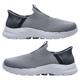 Men's Shoes Slip On Casual Shoes Outdoor Trainers Loafers Mens Non-Slip Trekking Hiking Boots Lightweight Breathable Walking Shoes Suede Mesh Upper Footwear,Gray,46/280mm