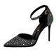 Harpily Womens Sparkle Low Mid Heel Sandals Wedding Bridal Prom Ladies Party Women's Platform Chunky Heels Slingback Sandals Mules for Women Wide Fit Court Shoes Womens