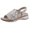 Riemchensandale ARA "HAWAII", Damen, Gr. 43, bunt (taupe multi), Veloursleder, feminin, Schuhe, Sommerschuh, Sandalette, Keilabsatz, mit Stretch-Bänder, G-Weite