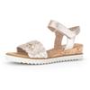 Sandalette GABOR "GENUA", Damen, Gr. 41, gold (goldfarben), Glattleder, metallic, feminin, Schuhe, Sommerschuh, Sandale, Keilabsatz, mit Klettverschluss, Weite G