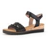 Sandalette GABOR "GENUA", Damen, Gr. 39, schwarz, Glattleder, feminin, Schuhe, Sommerschuh, Sandale, Keilabsatz, mit Klettverschluss, Weite G