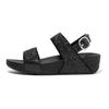 Keilsandalette FITFLOP "LULU GLITTER BACK-STRAP SANDALS", Damen, Gr. 36, schwarz (schwarz glitzer), Textil, Synthetik, modisch, Schuhe, Sommerschuh, Sandale, Keilabsatz, mit funkelnden Riemchen