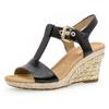 Keilsandalette GABOR "MILANO", Damen, Gr. 40, schwarz, Kalbsleder, klassisch, Schuhe, Sommerschuh, Sandale, Keilabsatz, mit Bastbezug, Weite G