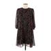 Calvin Klein Casual Dress - Midi: Black Floral Dresses - Women's Size 6