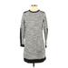 Zara W&B Collection Casual Dress - Shift High Neck 3/4 sleeves: Gray Marled Dresses - Women's Size Medium