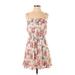 Trixxi Casual Dress - A-Line Square Sleeveless: Ivory Print Dresses - Women's Size Small