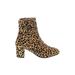 Earth Ankle Boots: Gold Leopard Print Shoes - Women's Size 7 - Almond Toe