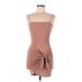 Fashion Nova Cocktail Dress - Mini Square Sleeveless: Brown Solid Dresses - Women's Size Medium