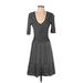 BCBGMAXAZRIA Casual Dress - Fit & Flare: Gray Jacquard Dresses - Women's Size Small