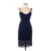 Express Casual Dress - Sheath V-Neck Sleeveless: Blue Print Dresses - Women's Size 6