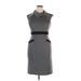 London Times Casual Dress - Sheath High Neck Sleeveless: Gray Color Block Dresses - Women's Size 10