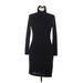 Banana Republic Casual Dress - Sweater Dress High Neck Long sleeves: Black Solid Dresses - Women's Size Medium Petite