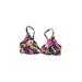 Lands' End Swimsuit Top Purple Floral V Neck Swimwear - Women's Size 10