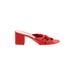 Old Navy Heels: Slide Chunky Heel Casual Red Print Shoes - Women's Size 10 - Open Toe