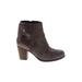 Clarks Ankle Boots: Brown Print Shoes - Women's Size 7 1/2 - Round Toe