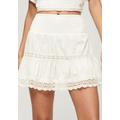 Sommerrock SUPERDRY "IBIZA LACE MIX MINI SKIRT" Gr. XXS, weiß (off white) Damen Röcke