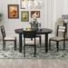 5-Piece Multifunctional Dining Table Set w/ 14-inch Leaves Extendable Round Table, 4 Upholstered Chairs w/ Two Small Drawers