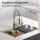 33'' Farmhouse Top Mount Kitchen Sink Single Bowl Stainless Steel - 22" x 10"