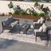 4-Piece Patio Conversation Set, Woven Rope Outdoor Sofa Set with Tempered Glass Table, Garden Furniture Set w/ Thick Cushion