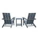 Outdoor Adirondack Chair and Table Set of 3, Patio Curved and Lengthened Chair Back Lawn Chairs Campfire Chairs