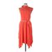 Karl Lagerfeld Paris Casual Dress - Midi Mock Sleeveless: Orange Print Dresses - New - Women's Size 10