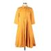 Max Mara Studio Casual Dress - Shirtdress High Neck 3/4 sleeves: Yellow Solid Dresses - Women's Size 6