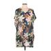 H&M Casual Dress - Shift V Neck Short sleeves: Black Floral Dresses - Women's Size Medium