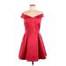 Zara Basic Cocktail Dress - Party Off The Shoulder Sleeveless: Red Solid Dresses - Women's Size Medium