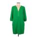 Trina Turk Casual Dress - Mini V Neck 3/4 sleeves: Green Solid Dresses - Women's Size Medium