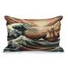 Ambesonne Nautical Quilted Pillowcase Ethnic Japanese Ocean Boat, Cinnamon & Petrol Blue Polyester in Blue/Brown | 20 H x 30 W x 1 D in | Wayfair