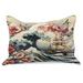 Ambesonne Nautical Quilt Pillow Cover Floral Japanese Wave Moon Blue Pink Eggshell Polyester in Blue/Pink | 20 H x 30 W x 1 D in | Wayfair