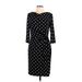 Lauren by Ralph Lauren Casual Dress - Sheath High Neck 3/4 sleeves: Black Print Dresses - Women's Size 12