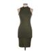 Mikey & Joey Casual Dress - Bodycon Mock Sleeveless: Green Solid Dresses - Women's Size Medium