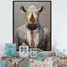 Trinx Business Hippo Portrait Framed On Canvas Print Canvas, Cotton in Gray/Yellow | 20 H x 12 W x 1 D in | Wayfair