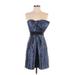 BCBGMAXAZRIA Cocktail Dress - A-Line Strapless Sleeveless: Blue Dresses - Women's Size 2