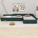 Latitude Run® Marilee Double Twin Size Daybed w/ Trundle & Drawer Upholstered/Linen in Green | 18.5 H x 77.5 W x 118 D in | Wayfair